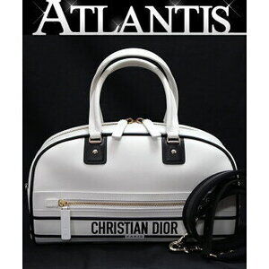 Christian Dior VIBE Bowling Bag White Black Leather